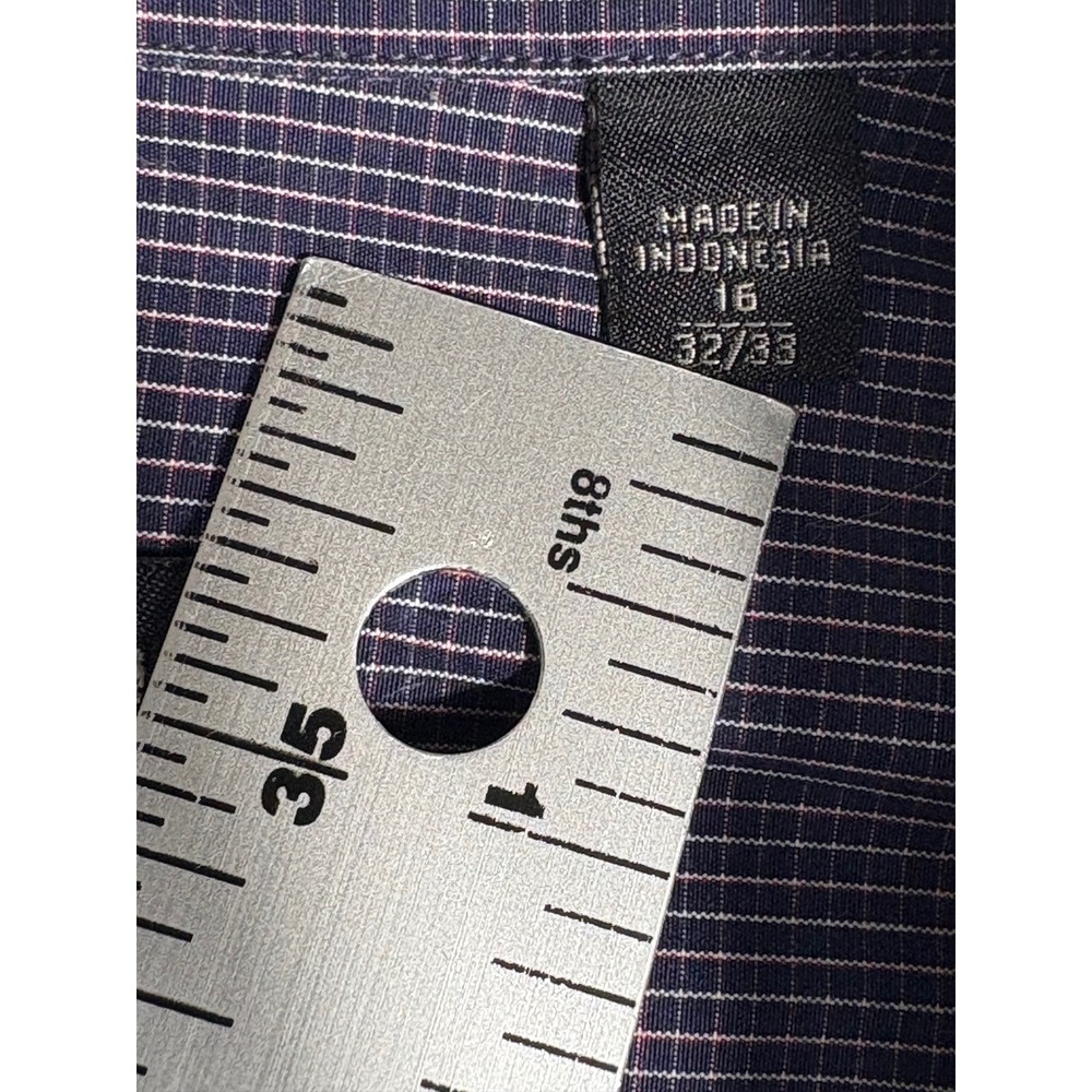 John Varvatos USA Mens Slim Fit Button Down Shirt Navy Blue Micro Check 16 32/33 - Picture 7 of 12
